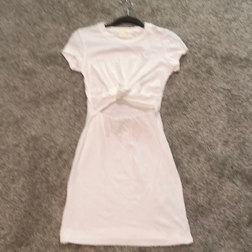 NWOT T-shirt Dress Bodycon Style With Cut-out Tie Front XS (White)